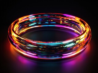 Wall Mural - vibrant circular light trails glowing in the dark for creative designs.