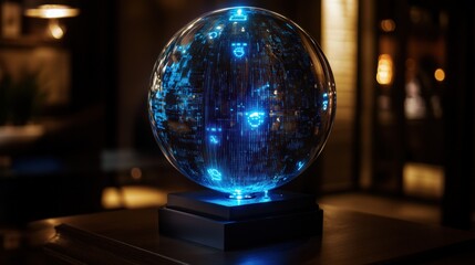 Wall Mural - a blue globe with a light inside of it