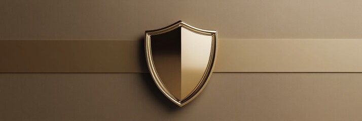Poster - Elegant gold shield design on a neutral background highlighting security and protection elements in a modern decor. Generative AI