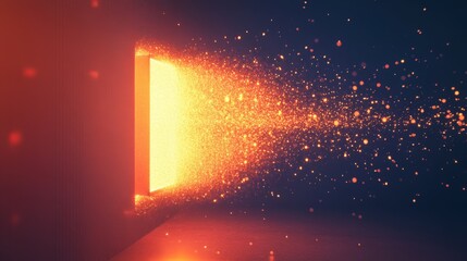 Wall Mural - a bright orange light is shining through a window, creating a warm