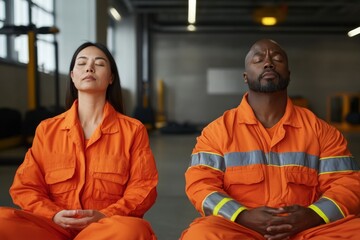 Leinwandbilder - Mindful Urban Respite Meditative Space with Industrial Aesthetic for First Responders Stress Recovery - Modern Wellness in Emergency Services Ambience