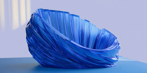Wall Mural - 3d render of blue detailed shape. dynamic futuristic background.