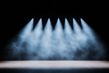 Fototapete - Immersive Stage Lighting Design Dynamic LED Spotlight and Smoke Effects for Modern Events - Elevate Live Productions and Interactive Audience Experiences