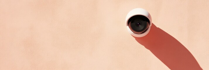 Leinwandbilder - Modern Minimalist Security Sleek Wall-Mounted Camera on Textured Surface for Smart Home Protection - Commercial Visual Content and Safety Innovation for Urban Living