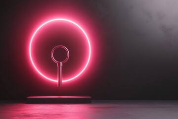 Poster - A simple abstract design of a keyhole with faint glowing light inside, drawn with clean lines and soft gradients