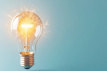 Poster - A simple design of a glowing light bulb surrounded by faint spark lines, symbolizing a greatly inspiring idea
