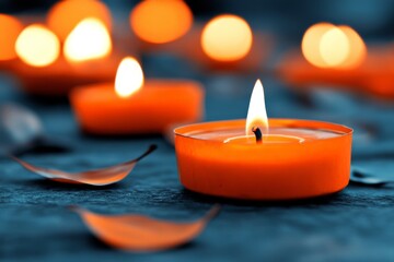 Poster - A single small flame struggling to light a large, empty space, symbolizing insufficient energy or strength