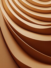 Fototapete - Waves of warm brown layers create a mesmerizing pattern in a modern architectural design. Generative AI