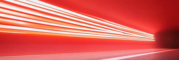 Leinwandbilder - Futuristic Conceptual Art Luminous Red Light Trails in Graphic Corridor for Digital Marketing and Tech Innovation - Sleek Visuals in Urban Commercial Design