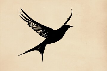 Poster - Elegant silhouette of a soaring bird with outstretched wings against a light background. Generative AI