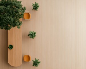 Poster - Sustainable Office Design Modular Wooden Workspace and Greenery for Flexible Urban Environments - Enhances Productivity and Employee Wellbeing