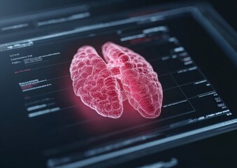 Poster - Futuristic Healthcare Display Interactive Transparent Screen with AI-Driven Medical Metrics for Data-Integrated Patient Care in Tech-Forward Clinical Environments