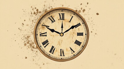 Leinwandbilder - Vintage clock design featuring Roman numerals and a rustic background highlighting the passage of time. Generative AI