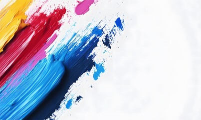 Vibrant paint strokes on white, abstract background, design element
