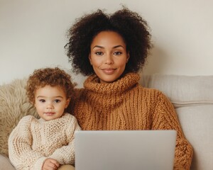 Poster - Sustainable Digital Lifestyle Cozy Knit Textures for Home Learning - Empowering Black Women and Young Families in Remote Work and Digital Education