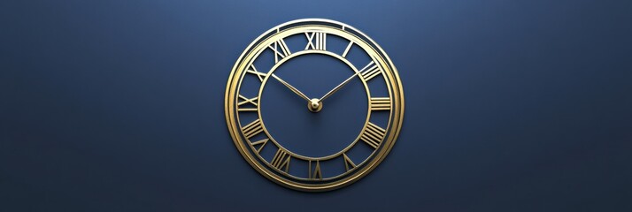 Leinwandbilder - Elegant golden clock with Roman numerals on a deep blue background showcasing timeless craftsmanship and design. Generative AI