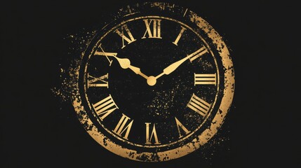 Leinwandbilder - Vintage clock design with Roman numerals on a textured black background highlighting the passage of time. Generative AI