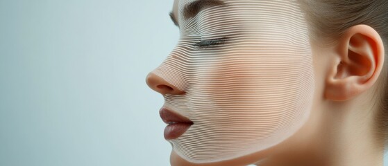 Leinwandbilder - Digital Face Mapping High-Tech Biometrics and Interactive Data Visualization on Glass Surfaces for Advanced Marketing Strategies in Business Intelligence - Empowering Data-Driven Decision Making