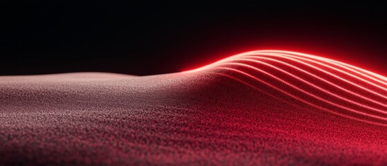 Leinwandbilder - Holographic Data Visualization Dynamic Red Light Waves on Textured Surface - Cutting-Edge Tools for Tech Regulation and Auditing in Digital Business Environments