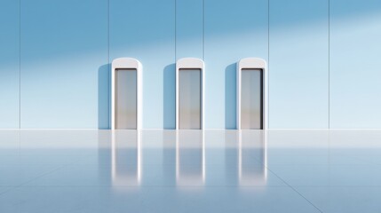Fototapete - Minimalist Border Control Design Modern Glass Security Gates in Sleek Metallic Finish for Enhanced Travel Efficiency - Airport Infrastructure and Smart Security Solutions