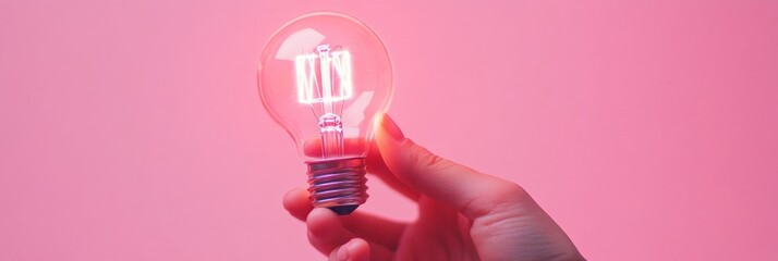 Leinwandbilder - Futuristic Network Visualization Hand Holding Vibrant Lightbulb on Gradient Background - Tech-Driven Innovation Content for Digital Marketing and Business Transformation