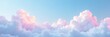 © Anulak - Soft white clouds float in a clear blue sky with a subtle hint of pink and purple hues, landscape, abstract, serene