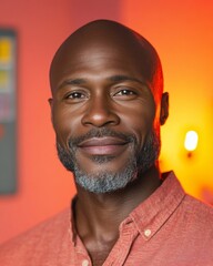Aufkleber - Neon Lit Entrepreneurial Spirit Vibrant Portrait of a Confident Black Man in Modern Coworking Space with Creative Tools - Business Innovation and Digital Branding Power