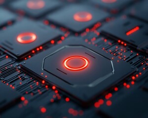 Leinwandbilder - Futuristic Smartphone UI Design Sleek Graphite Frame with AI Components and Biometric Scanners - Cutting-edge Mobile App Development and Tech Integration for Business Innovation