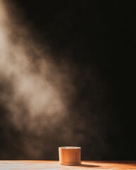 Poster - Wooden Minimalist Podium in Soft Light Elevating Sustainable Concepts in Business Presentations and Modern Digital Marketing Displays