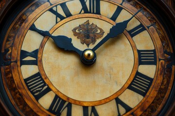 Leinwandbilder - Classic antique clock with intricate design and Roman numerals showing the time in a vintage style. Generative AI
