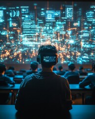 Aufkleber - Immersive Tech Lecture Experience AI-Guided AR in Glass and Metal Lecture Hall Innovative Educational Solutions for Future-Ready STEM Learning