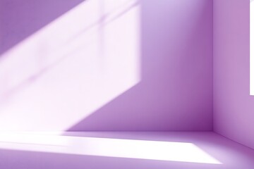 Wall Mural - Empty purple room with sunlight from window, minimal interior background