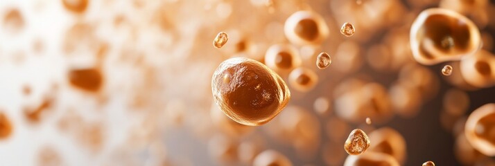 Poster - Cutting-Edge Microscopy Precision Cellular Visualization in Amber Tones - Modern Scientific Research Tools and Biotechnology Innovation for Enhanced Biomedical Investigation