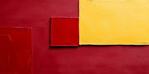Poster - Abstract GeoForms Textured Red and Yellow Canvas Art in Public Spaces - Modern Aesthetic for Business Interiors and Contemporary Design