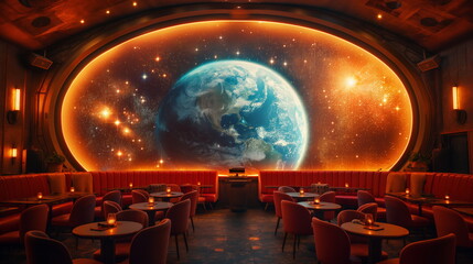 Wall Mural - The large screen inside the flying saucer shows th_011