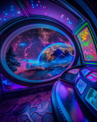 Wall Mural - The large screen inside the flying saucer shows th_009
