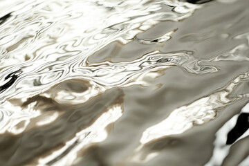 Fototapete - Abstract close-up of rippling water surface, reflecting light and creating dynamic patterns.