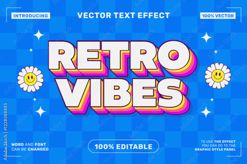 Editable text effect Retro Vibes 3d Cartoon template style premium ...