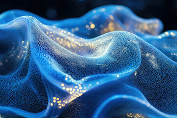 Aufkleber - Abstract blue and gold textured wave, shimmering and flowing, creating a sense of depth and movement.