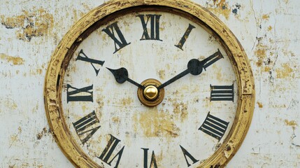 Leinwandbilder - Antique Roman numeral wall clock with rustic finish showing time in a vintage setting. Generative AI