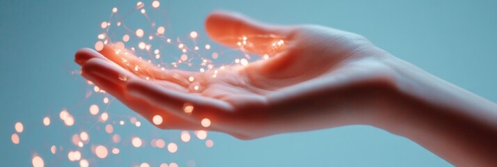 Poster - Futuristic Technology Aesthetic Virtual Holography with Cloud Nodes and Light Patterns - Innovative Digital Marketing for IT Services and Modern Infrastructure