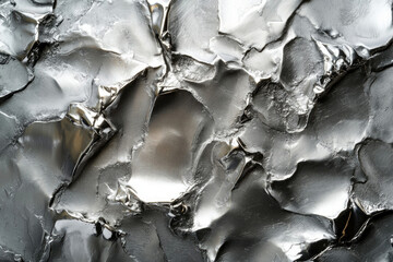 Fototapete - Abstract silver texture, resembling metallic rock formations with uneven, rough surfaces and highlights.