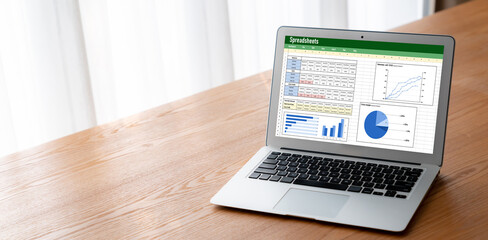 Wall Mural - spreadsheet document information financial startup concept. data and graphs in spreadsheet documents