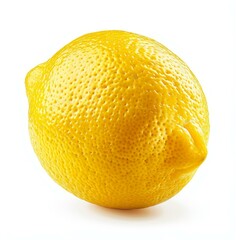 Vibrant yellow lemon displays its characteristic bumpy texture against a clean white backdrop