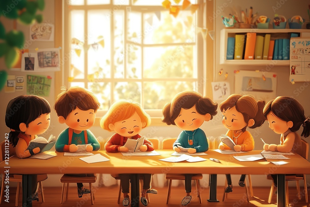 Welcome back to school and classroom. design of students in the ...