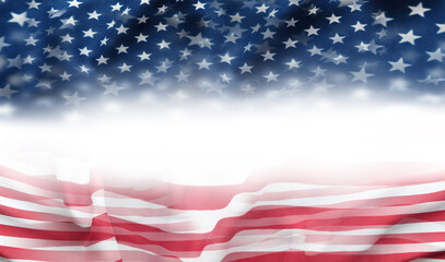 Wall Mural - American flag on white