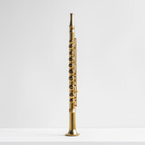 Elegant Gold Flute Standing on White Background