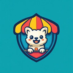 Cute puppy carnival booth mascot illustration