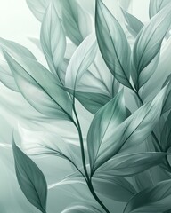 Wall Mural - Teal leaves, nature, tranquil background, home decor