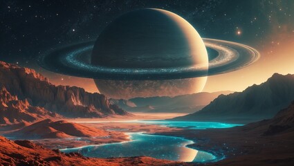 Wall Mural - cosmic world, alien planet